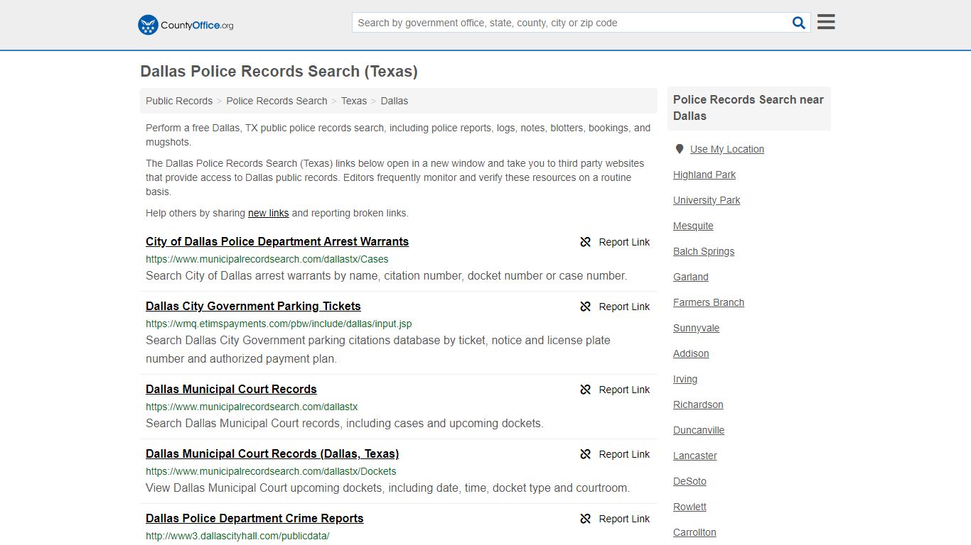 Dallas Police Records Search (Texas) - County Office
