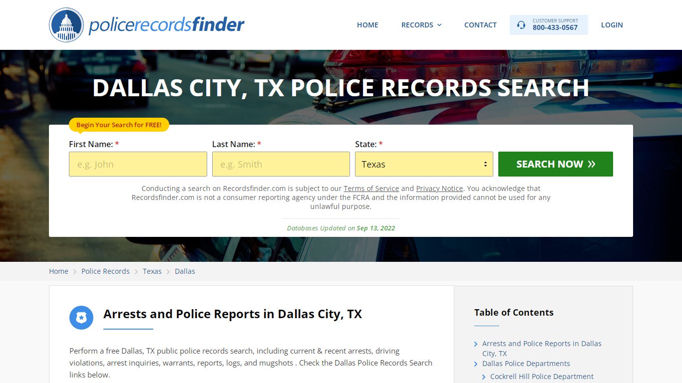 DALLAS CITY, TX POLICE RECORDS SEARCH - RecordsFinder
